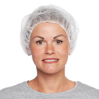 Шапочка одноразовая берет нестерильная белая Klever (100 штук в упаковке)