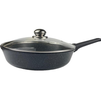 Сковорода Panairo Chief induction алюминий/мраморное покрытие со съемной ручкой и крышкой 28 см черная