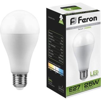 Лампа светодиодная Feron LB-100 25 Вт Е27 А65 4000 К 2150 Лм (25791)