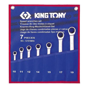 Набор ключей комбинированных трещоточных King Tony 10-19 мм 7 предметов (12107MRN)