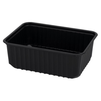 Одноразовый пластиковый контейнер для вторых блюд 1000 мл черный (500 штук в упаковке)