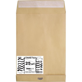 Пакет Extrapack E4 (300x400 мм) из крафт-бумаги 120 г/кв.м стрип (25 штук в упаковке)