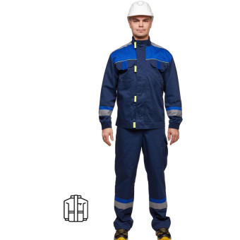 Куртка рабочая летняя мужская л24-КУ с СОП синий/васильковый (размер 60-62, рост 170-176)