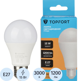Лампа светодиодная TOPFORT 15 Вт E27 A 3000 К 1200 Лм матовая
