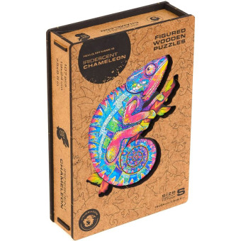 Пазл деревянный Unidragon Радужный хамелеон S 107 элементов