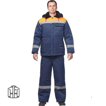 Куртка рабочая зимняя мужская з32-КУ с СОП синяя/оранжевая (размер 48-50, рост 182-188)