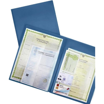 Папка файловая для семейных документов на 16 файлов (вкладышей) Выбор  есть А4 6 мм синяя