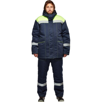 Костюм рабочий зимний мужcкой з45-КПК с СОП синий/лимонный (размер 64-66, рост 182-188)
