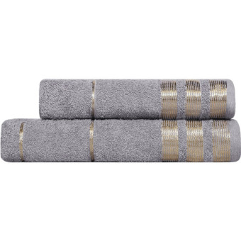 Набор полотенец махровых Версаль 2 штуки 50х80/70х130 см 410 г/кв.м серые