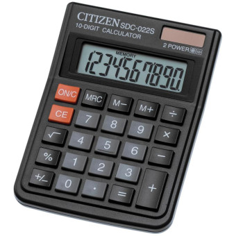 Калькулятор настольный КОМПАКТНЫЙ SDC-022S/022SR 10-разрядный черный