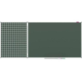 Доска магнитно-меловая Attache 100x225 см двухсекционная в клетку и линейку (складная, антибликовая поверхность, полочка для маркеров)