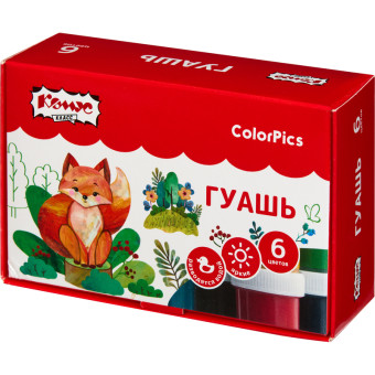 Гуашь Комус Класс (№1 School) ColorPics 6 цветов по 20 мл