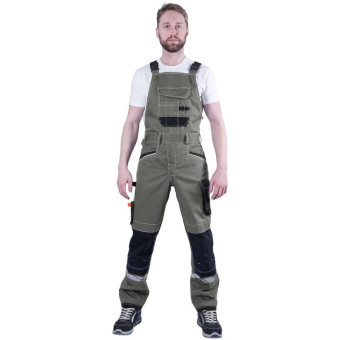Полукомбинезон рабочий летний мужской Корпорация с СОП хаки/чёрный  (размер 60-62, рост 170-176)