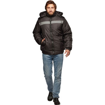 Куртка рабочая зимняя (куртка-бомбер) мужская с СОП черная из ткани дюспо (размер 52-54, рост 170-176)