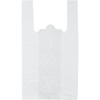 Пакет-майка Знак Качества ПНД белый 15 мкм (30+18х55 см, 100 штук в упаковке)