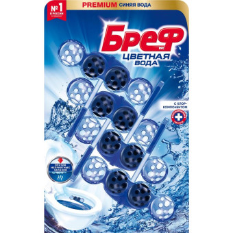 Блок для унитаза Бреф колор актив хлор-компонент (4 штуки в упаковке)