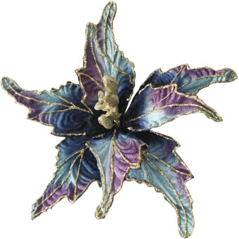 Елочная игрушка Valma Цветок текстиль/металл синяя (высота 32 см)