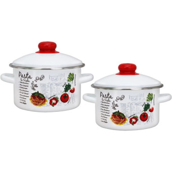 Кастрюля Эмаль Паста (550003710) 3 л эмалированная сталь с крышкой