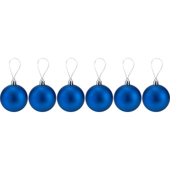 Набор шаров Miland Синий бархат пластик синий (диаметр 6 см, 6 штук в упаковке)