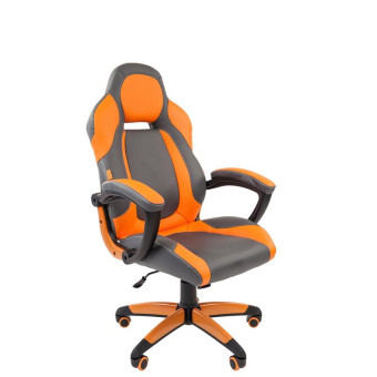 Кресло игровое Chairman Game 20 серое/оранжевое (экокожа/пластик)
