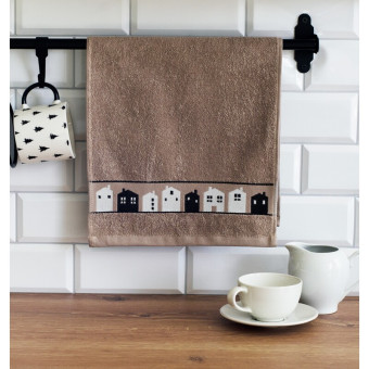 Набор полотенец махровых Kitchen gorodok 30x60 см коричневые 5 штук в упаковке