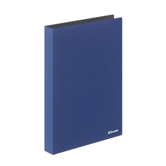Папка с зажимом Комус А4 0.8 мм синяя (до 150 листов, с карманом для CD и визиток)