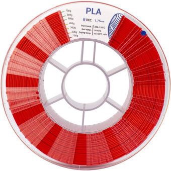 Пластик PLA для 3D-принтера Rec красный 1.75 мм 0.75 кг