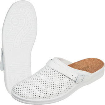 Сабо мужские Ионел ПВХ из натуральной кожи белые (размер 46)