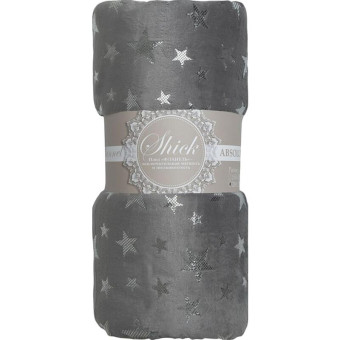 Плед Texrepublic Shick Звезды фланель 200x220 см серый/серебристый