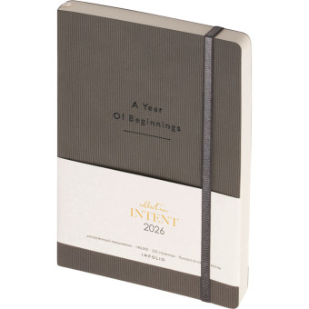 Ежедневник датированный 2026 год InFolio Intent искусственная кожа А5   176 листов серый, I1729/grey