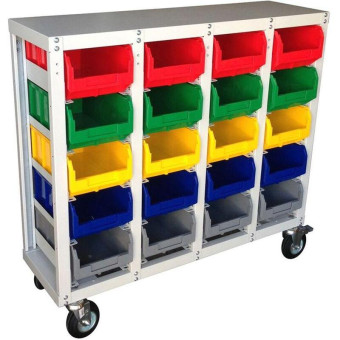 Стеллаж металлический с направляющими мобильный СтеллаТ V3-20-125-И (1080х350х850 мм, 20 ячеек)