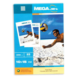 Фотобумага для цветной струйной печати ProMega jet односторонняя (глянцевая микропористая, 10х15 см, 240 г/кв.м, 25 листов)