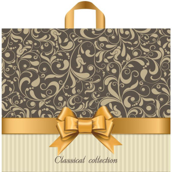 Пакет подарочный полиэтиленовый Бежевый узор (34x40x5 см)