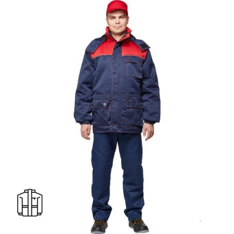 Куртка рабочая зимняя мужская з08-КУ с СОП с синяя/красная (размер 48-50, рост 170-176)