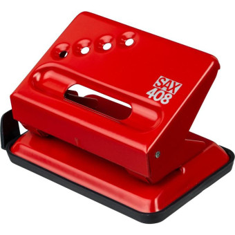 Дырокол Sax 408 до 30 листов красный с линейкой
