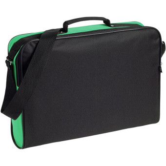 Конференц-сумка из полиэстера черная/зеленая (39x30x8 см)