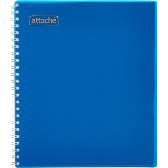 Тетрадь общая Attache Plastic А5 80 листов в клетку на спирали (обложка синяя, тиснение фольгой)