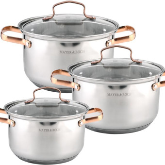 Набор кастрюль Mayer&Boch 40457 нержавеющая сталь 3 штуки (2 л, 3 л, 4 л)