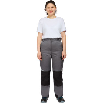 Брюки рабочие летние женские л23-БР с СОП серые/красные (размер 64-66,  рост 170-176)