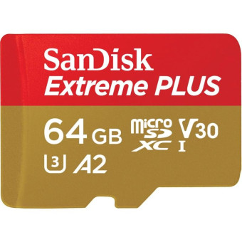 Карта памяти SanDisk Extreme Plus microSDXC UHS-I A2 SDSQXBZ-064G-GN6MA