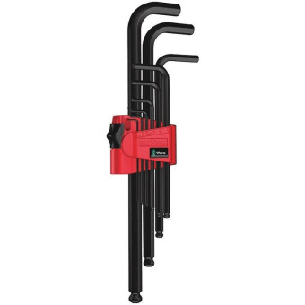 Набор ключей г-образных 1.5-10 мм с шаром 9 шт Wera BlackLaser (WE-022086)