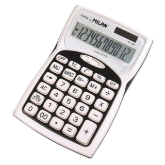 Калькулятор настольный ПОЛНОРАЗМЕРНЫЙ Milan 40925BL 12-разрядный черный/белый