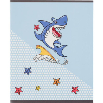 Тетрадь общая Shark А5 48 листов в клетку на скрепке обложка с рисунком  ВД-лак