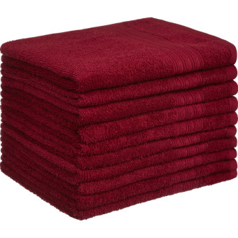 Полотенце махровое Luscan 50х90 см 400 г/кв.м бордовое 10 штук в  упаковке