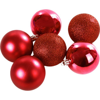 Набор шаров Веселый хоровод пластик красные (диаметр 6 см, 12 штук в упаковке)