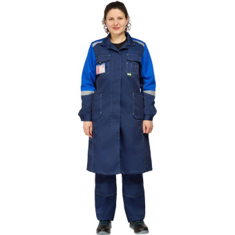 Халат рабочий л23-ХЛ женский синий/васильковый (размер 52-54, рост  158-164)