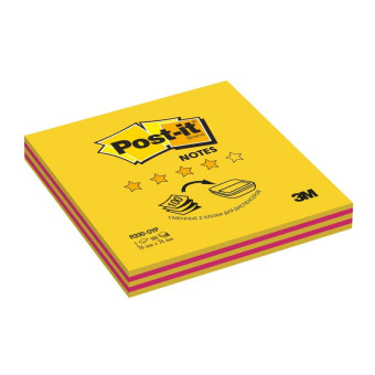 Стикеры Z-сложения Post-it 76x76 мм неоновые 2 цвета желтые/розовые для диспенсера (2 блока по 50 листов)