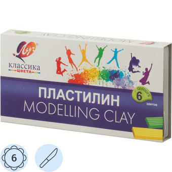 Пластилин классический Луч Классика 6 цветов 120 грамм