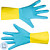 Перчатки латексные Gloves Lux Bicolor синие/жёлтые (размер S)