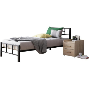 Кровать металлическая одноярусная Кадис (черный, 960х1980х800 мм)